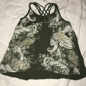 Girls green paisley patterned tank top.